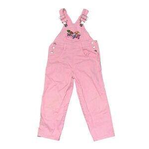 Rugrats Nickelodeon Denim Overalls Kids 4 Pink Good Vintage 90s Embroidered Bibs